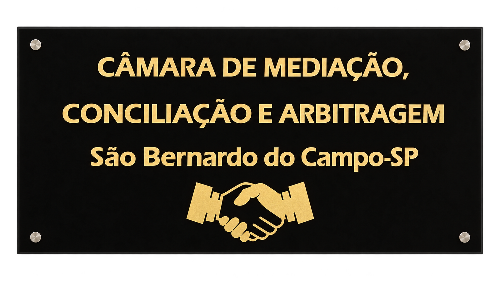 Placa institucional da recepção da Câmara SBC